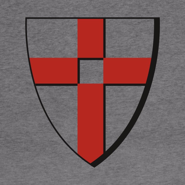 Knight Shield with a red holy cross on it by Creative Art Store